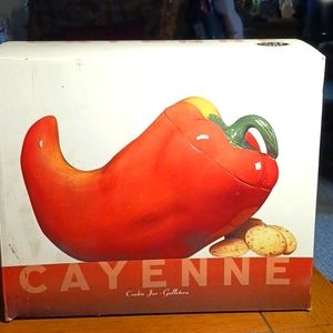 CLAY ART CHILE PEPPER "CAYENNE" COOKIE JAR, $35